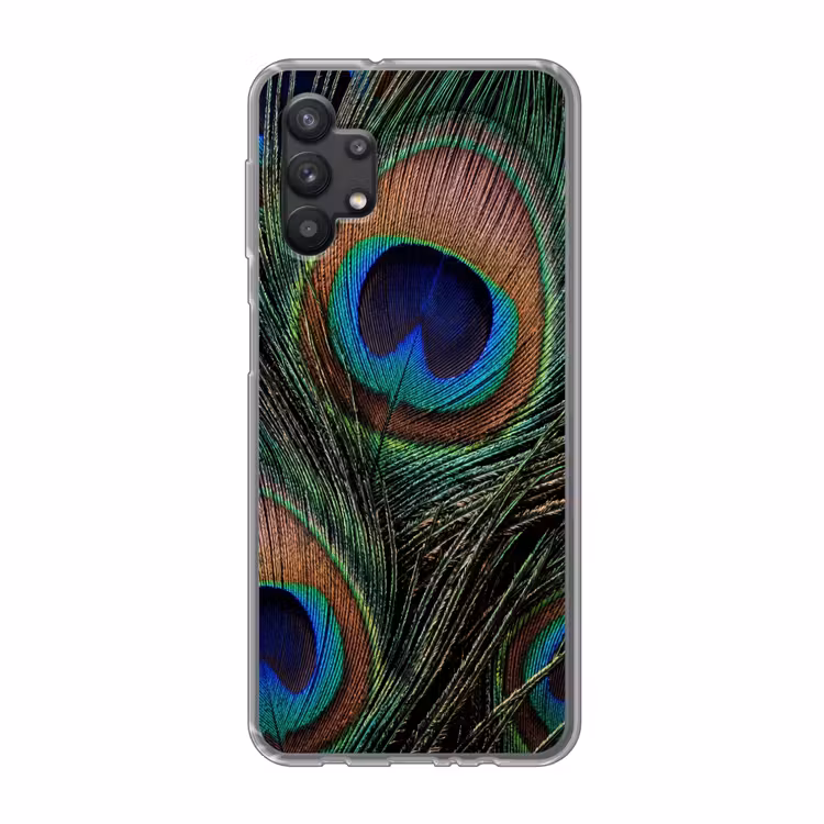 Pauwenveren - Klassiek - Groen Telefoonhoesje Samsung Galaxy A32 5G klein -3d