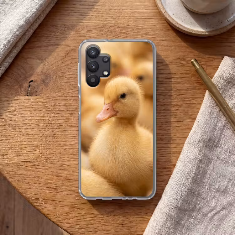 Pijltje - Eend - Natuur - Geel Telefoonhoesje Samsung Galaxy A32 5G klein -sfeer1