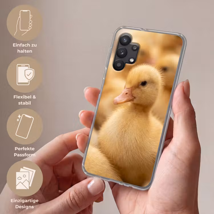 Pijltje - Eend - Natuur - Geel Telefoonhoesje Samsung Galaxy A32 5G klein -sfeer3_DE