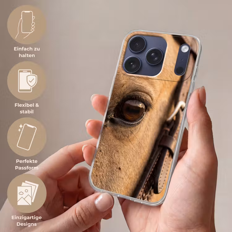 Paard - Oog - Bruin Telefoonhoesje iPhone 17 Pro klein -sfeer3_DE
