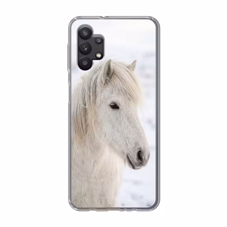 Paard - Kop - Winter - Dieren - Wit Telefoonhoesje Samsung Galaxy A32 5G klein -3d