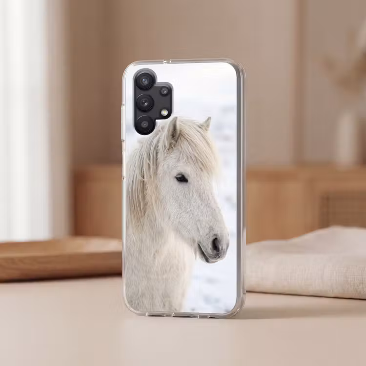 Paard - Kop - Winter - Dieren - Wit Telefoonhoesje Samsung Galaxy A32 5G klein -sfeer2