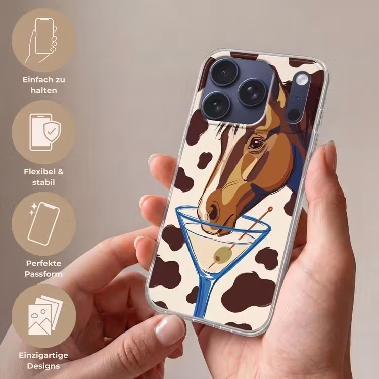 Paard - Martini - Dieren - Abstract - Bruin Telefoonhoesje iPhone 17 Pro klein -sfeer3_DE