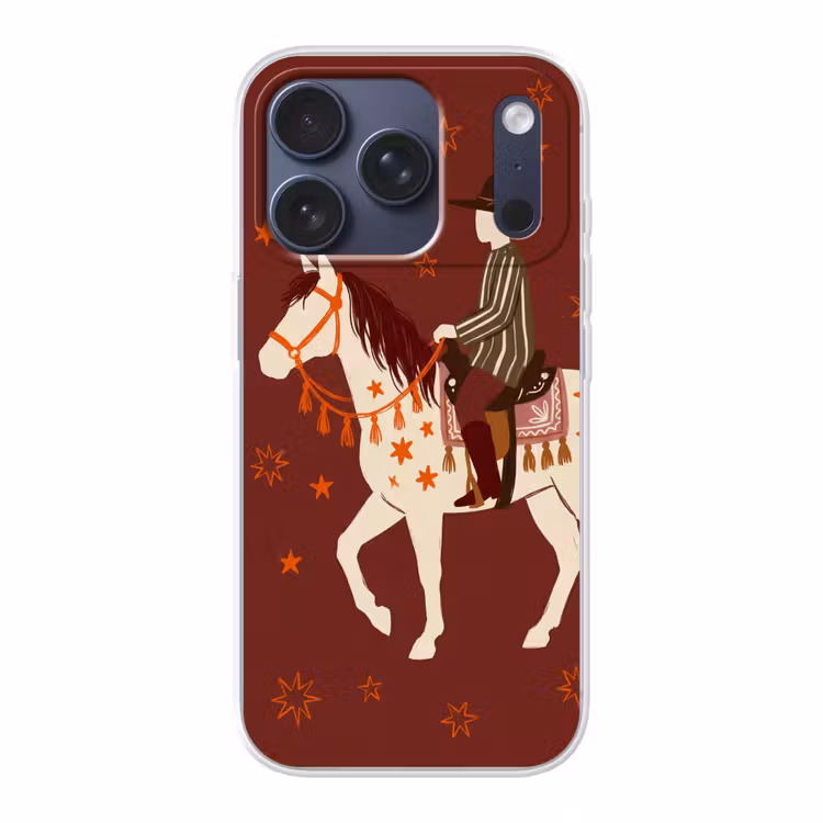 Paard - Ruiter - Sterren - Nacht - Illustratie Telefoonhoesje iPhone 17 Pro klein -3d