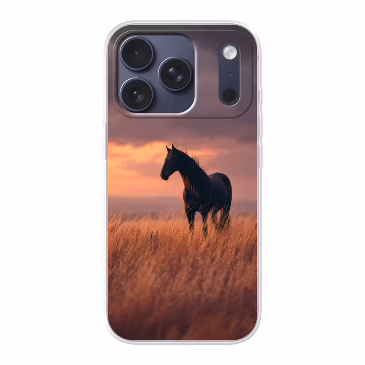 Paard - Wolken - Open veld Telefoonhoesje iPhone 17 Pro klein -3d