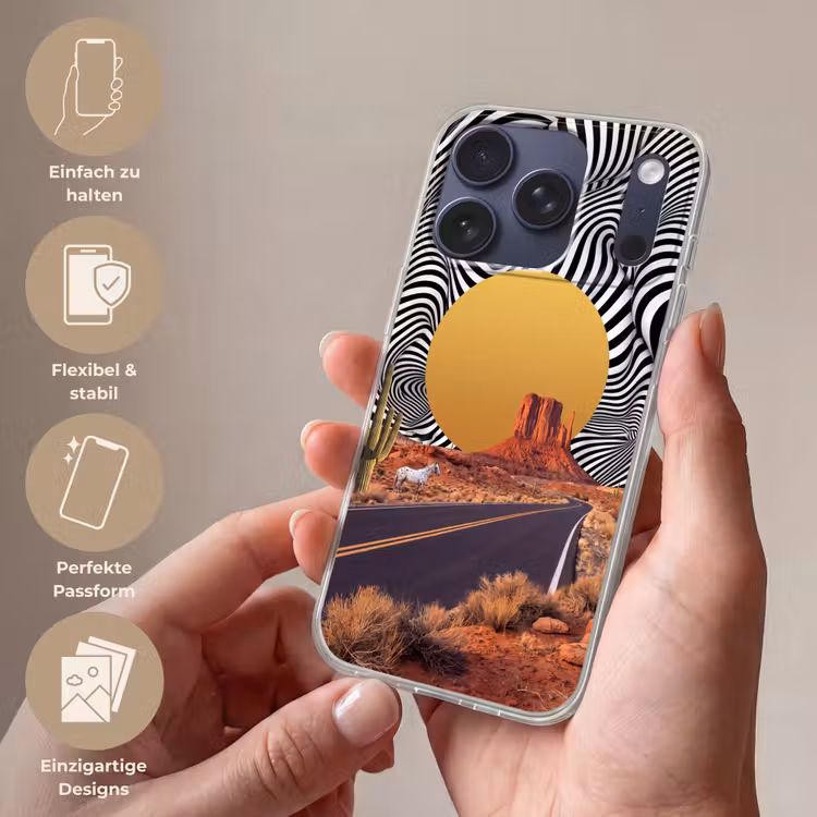 Handyhülle - Pferd – Wüste – Natur - Paard - Woestijn - Natuur Telefoonhoesje iPhone 17 Pro klein