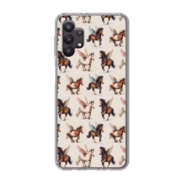 Paarden - Vleugels - Kleurrijk Telefoonhoesje Samsung Galaxy A32 5G klein 346 -3d