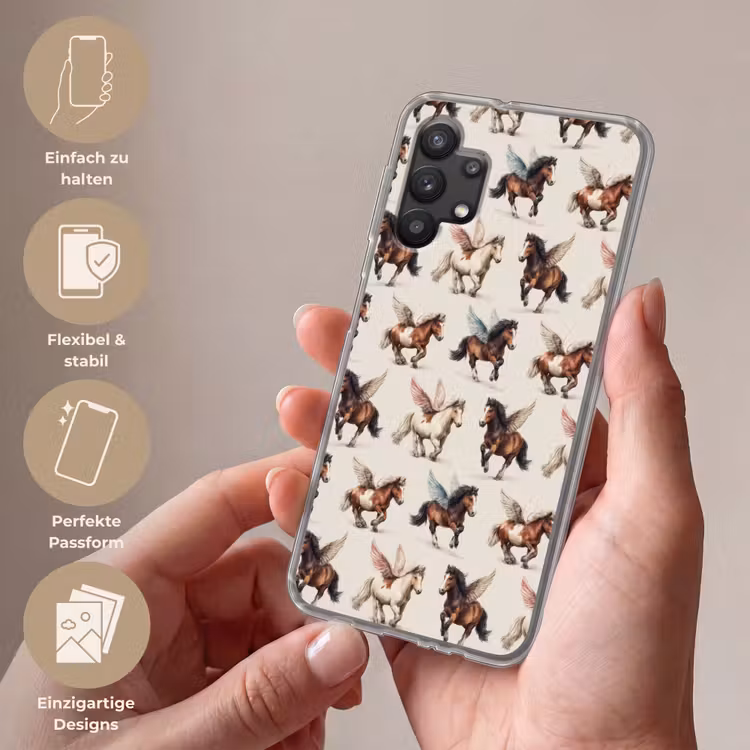 Paarden - Vleugels - Kleurrijk Telefoonhoesje Samsung Galaxy A32 5G klein 346 -sfeer3_DE