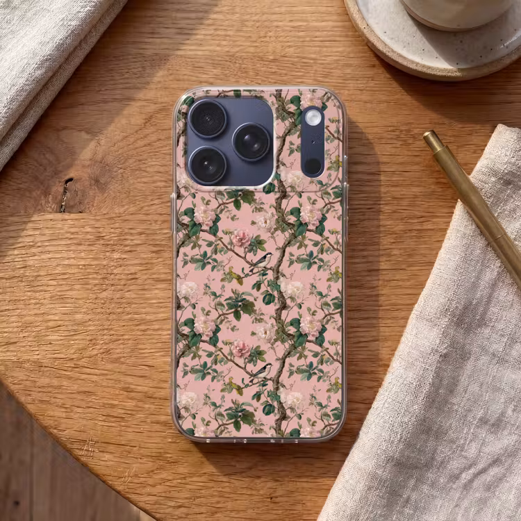 Pioenrozen - Botanisch - Vogel Telefoonhoesje iPhone 17 Pro klein 878 -sfeer1