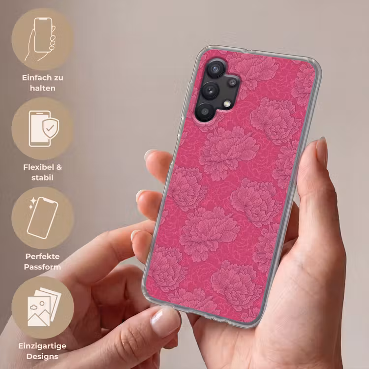 Pioenrozen - Energiek - Roze Telefoonhoesje Samsung Galaxy A32 5G klein 346 -sfeer3_DE