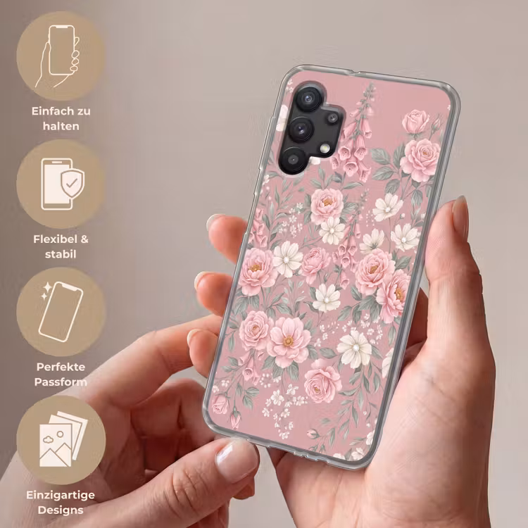Pioenrozen - Vingerhoedskruid - Pink Telefoonhoesje Samsung Galaxy A32 5G klein -sfeer3_DE