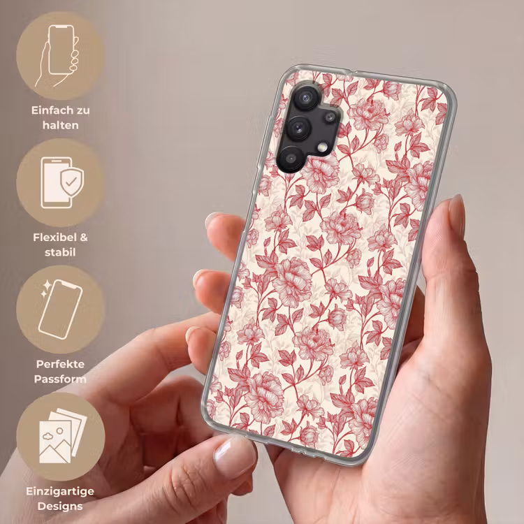 Pioenrozen - Modern - Rood Telefoonhoesje Samsung Galaxy A32 5G klein 346 -sfeer3_DE