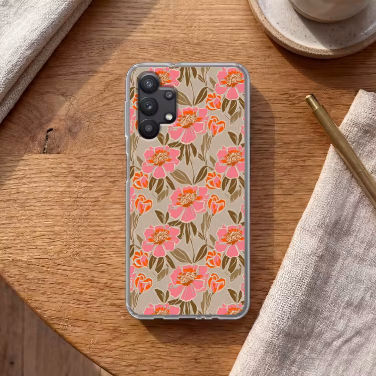 Pioenrozen - Patroon - Roze Telefoonhoesje Samsung Galaxy A32 5G klein 346 -sfeer1