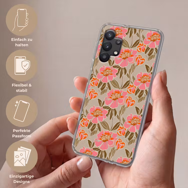 Pioenrozen - Patroon - Roze Telefoonhoesje Samsung Galaxy A32 5G klein 346 -sfeer3_DE