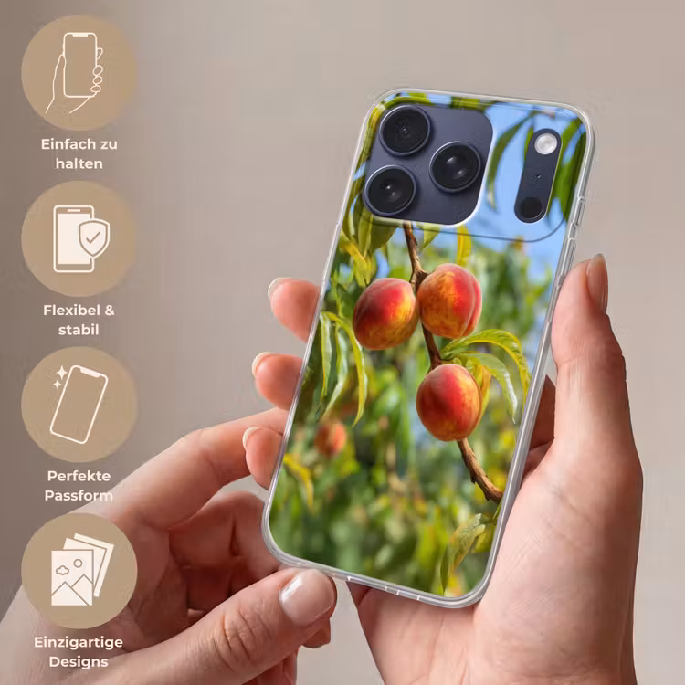 Perzik - Bladeren - Zonlicht Telefoonhoesje iPhone 17 Pro klein -sfeer3_DE