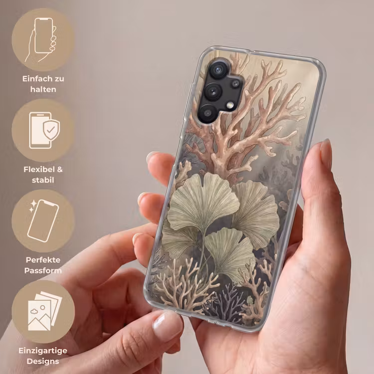 Plant - Bladeren - Zee - Illustratie - Groen Telefoonhoesje Samsung Galaxy A32 5G klein -sfeer3_DE