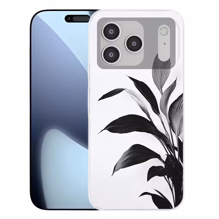 Plant - Bladeren - Minimalistisch - Zwart Telefoonhoesje iPhone 17 Pro klein -3d