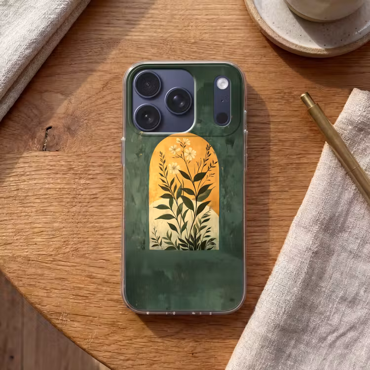 Plant - Bloemen - Wit Telefoonhoesje iPhone 17 Pro klein -sfeer1