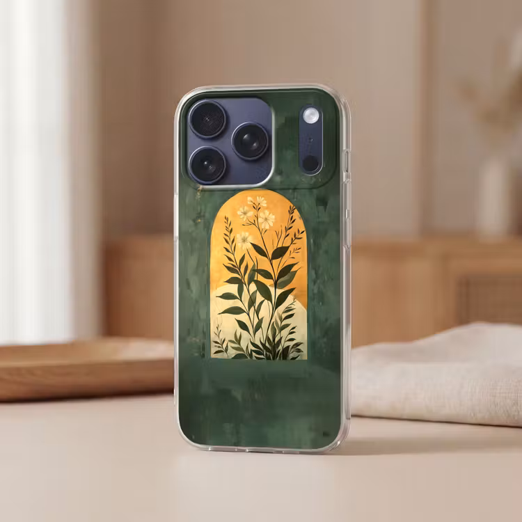 Plant - Bloemen - Wit Telefoonhoesje iPhone 17 Pro klein -sfeer2