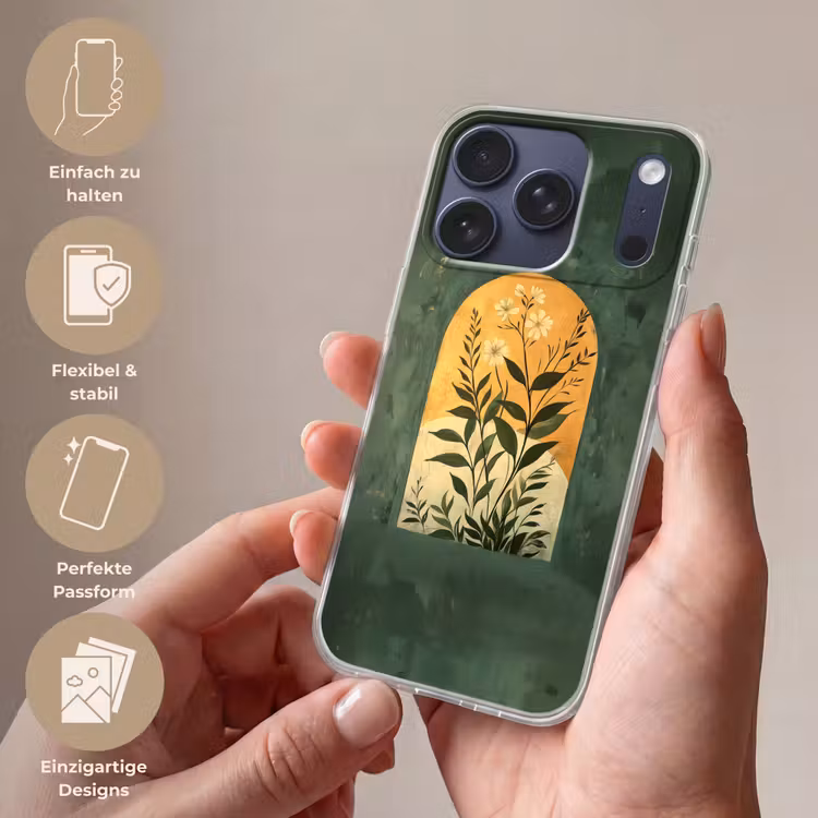 Plant - Bloemen - Wit Telefoonhoesje iPhone 17 Pro klein -sfeer3_DE