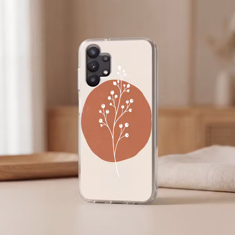Plant - Tak - Abstract - Modern - Wit Telefoonhoesje Samsung Galaxy A32 5G klein -sfeer2