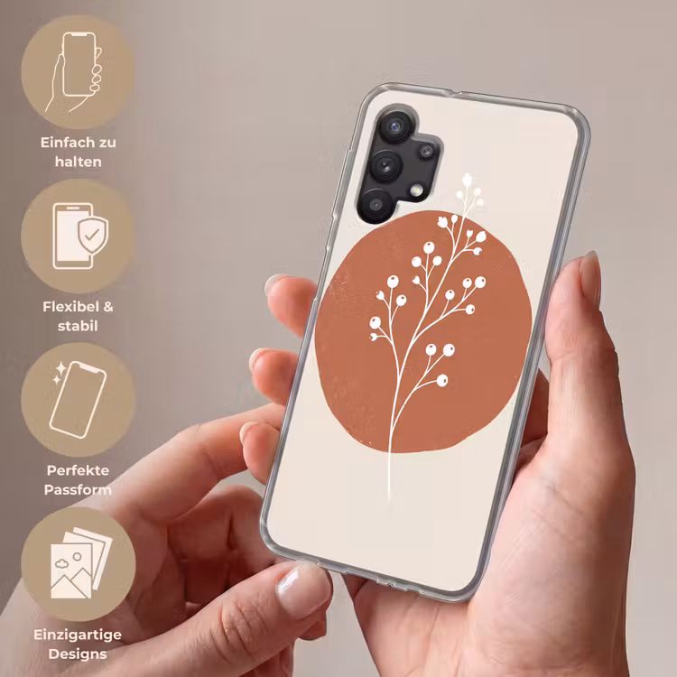 Plant - Tak - Abstract - Modern - Wit Telefoonhoesje Samsung Galaxy A32 5G klein -sfeer3_DE