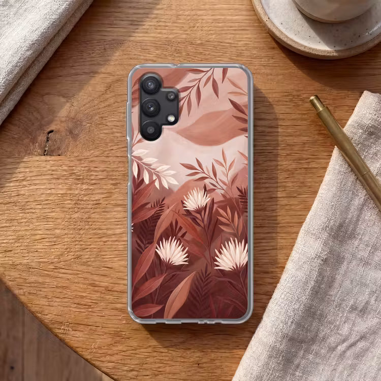 Planten - Bladeren - Botanisch - Modern - Bruin Telefoonhoesje Samsung Galaxy A32 5G klein -sfeer1