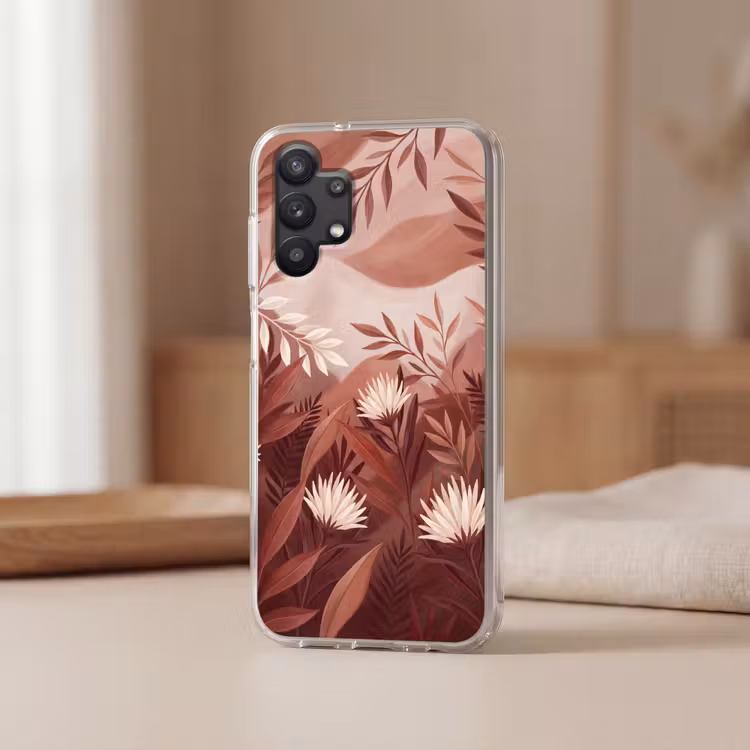Planten - Bladeren - Botanisch - Modern - Bruin Telefoonhoesje Samsung Galaxy A32 5G klein -sfeer2