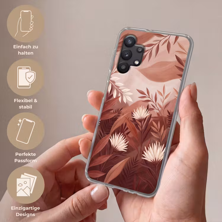 Planten - Bladeren - Botanisch - Modern - Bruin Telefoonhoesje Samsung Galaxy A32 5G klein -sfeer3_DE