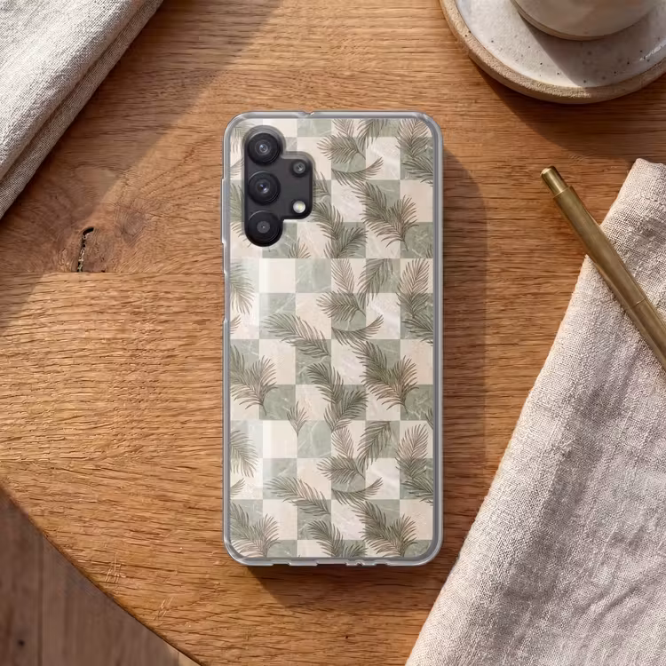 Planten - Bladeren - Marmer - Modern - Groen Telefoonhoesje Samsung Galaxy A32 5G klein -sfeer1