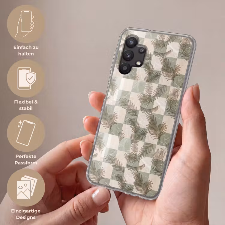 Planten - Bladeren - Marmer - Modern - Groen Telefoonhoesje Samsung Galaxy A32 5G klein -sfeer3_DE