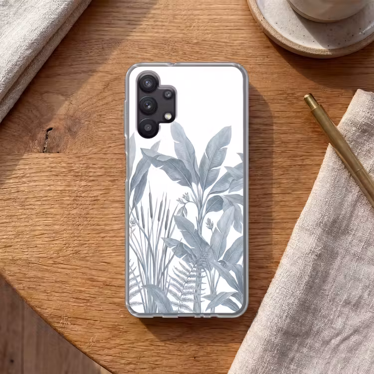 Planten - Bladeren - Natuur - Grijs Telefoonhoesje Samsung Galaxy A32 5G klein -sfeer1
