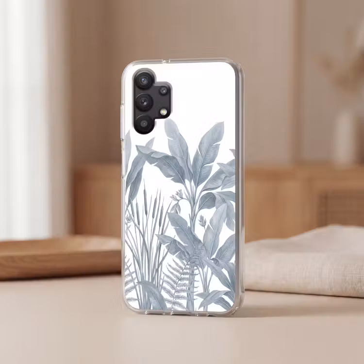 Planten - Bladeren - Natuur - Grijs Telefoonhoesje Samsung Galaxy A32 5G klein -sfeer2