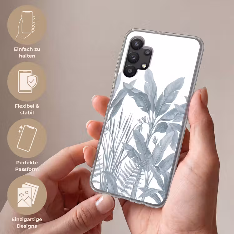 Planten - Bladeren - Natuur - Grijs Telefoonhoesje Samsung Galaxy A32 5G klein -sfeer3_DE