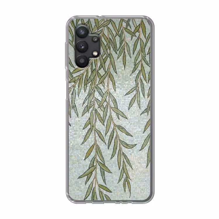 Planten - Mozaïek - Patroon - Groen - Blauw Telefoonhoesje Samsung Galaxy A32 5G klein -3d