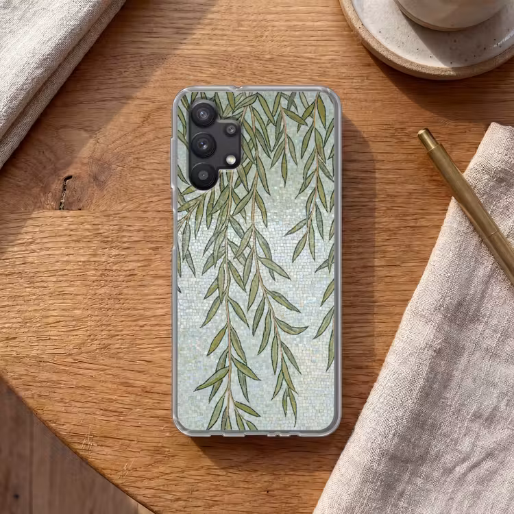 Planten - Mozaïek - Patroon - Groen - Blauw Telefoonhoesje Samsung Galaxy A32 5G klein -sfeer1