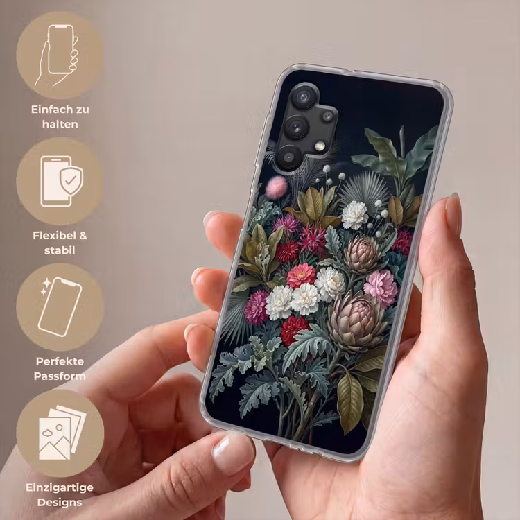 Planten - Tropisch - Botanisch - Donker - Groen Telefoonhoesje Samsung Galaxy A32 5G klein -sfeer3_DE