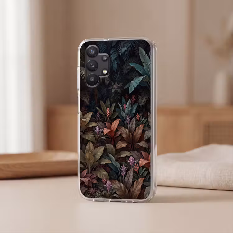 Planten - Tropisch - Jungle - Donker - Natuur Telefoonhoesje Samsung Galaxy A32 5G klein -sfeer2