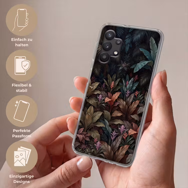 Planten - Tropisch - Jungle - Donker - Natuur Telefoonhoesje Samsung Galaxy A32 5G klein -sfeer3_DE