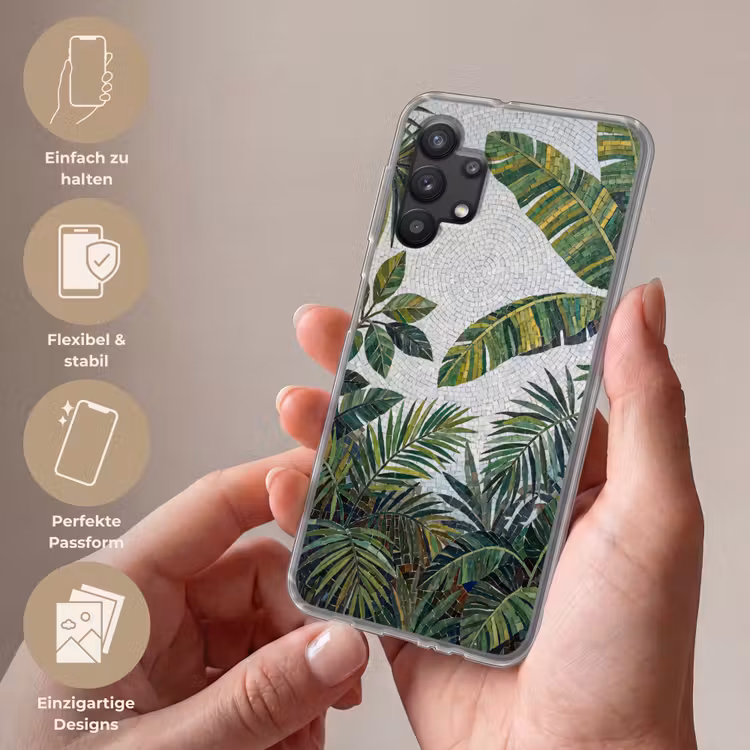 Planten - Tropisch - Mozaïek - Groen - Natuur Telefoonhoesje Samsung Galaxy A32 5G klein -sfeer3_DE