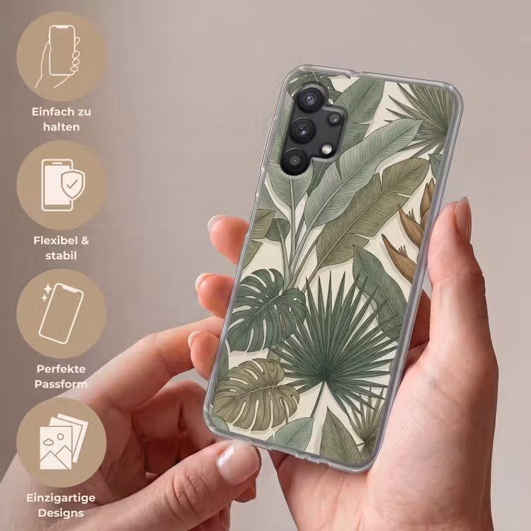 Planten - Tropisch - Natuur - Illustratie - Groen Telefoonhoesje Samsung Galaxy A32 5G klein -sfeer3_DE