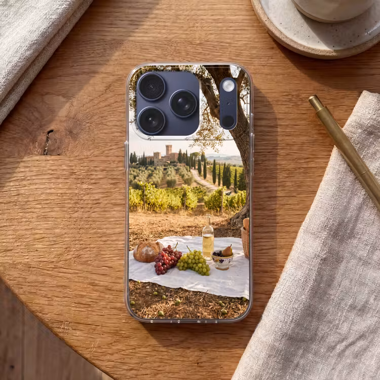 Picknick - Wijngaard - Landschap - Zomer - Eten Telefoonhoesje iPhone 17 Pro klein -sfeer1
