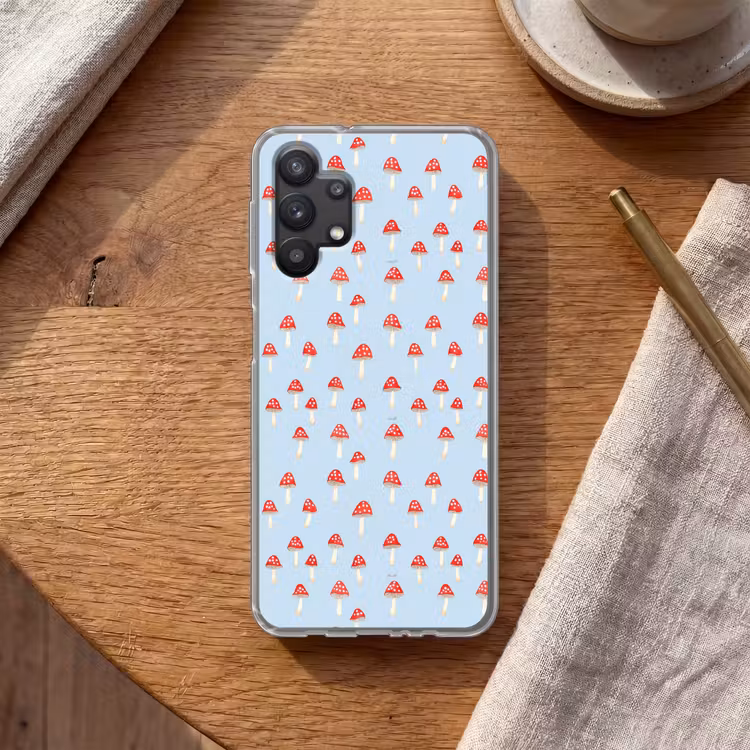 Paddenstoel -Sprookje - Blauw Telefoonhoesje Samsung Galaxy A32 5G klein 346 -sfeer1
