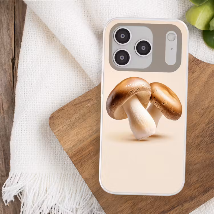 Champignons - Zacht - Beige Telefoonhoesje iPhone 17 Pro klein -sfeer1