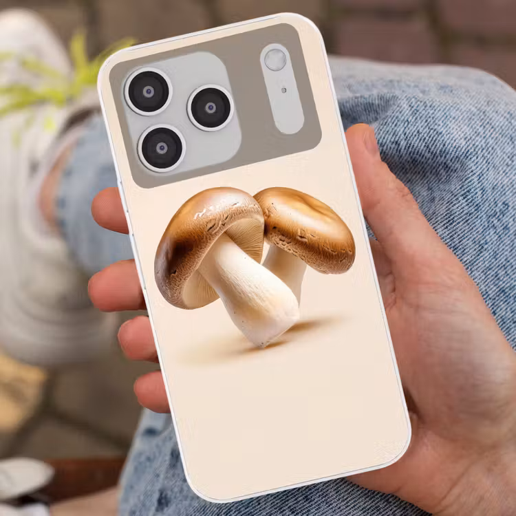 Champignons - Zacht - Beige Telefoonhoesje iPhone 17 Pro klein -sfeer2