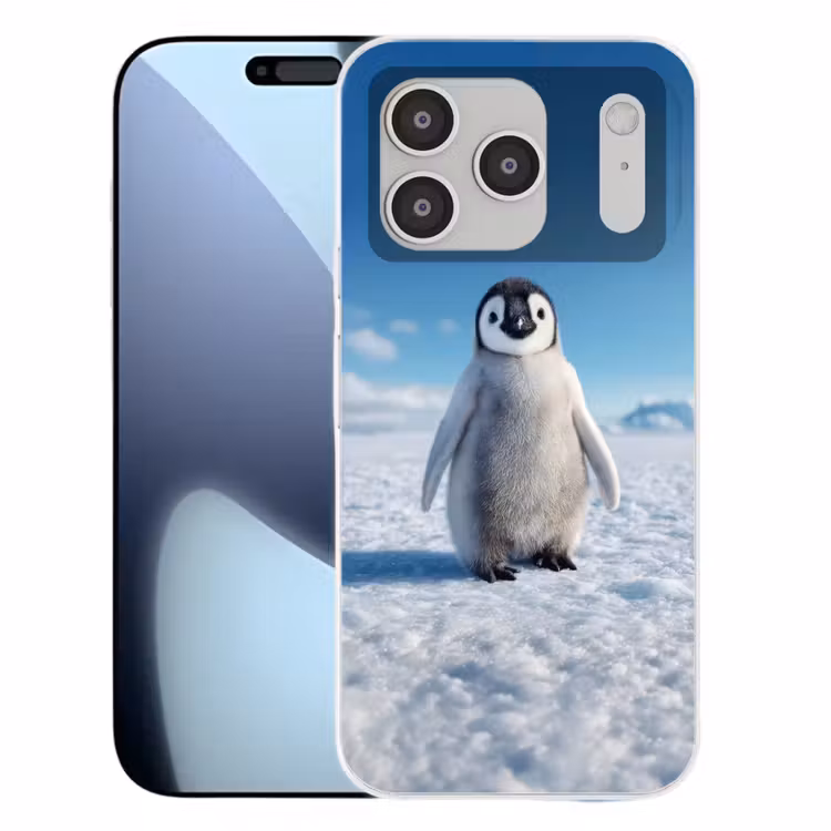 Pinguïn - Sneeuw - Landschap - Wit Telefoonhoesje iPhone 17 Pro klein -3d