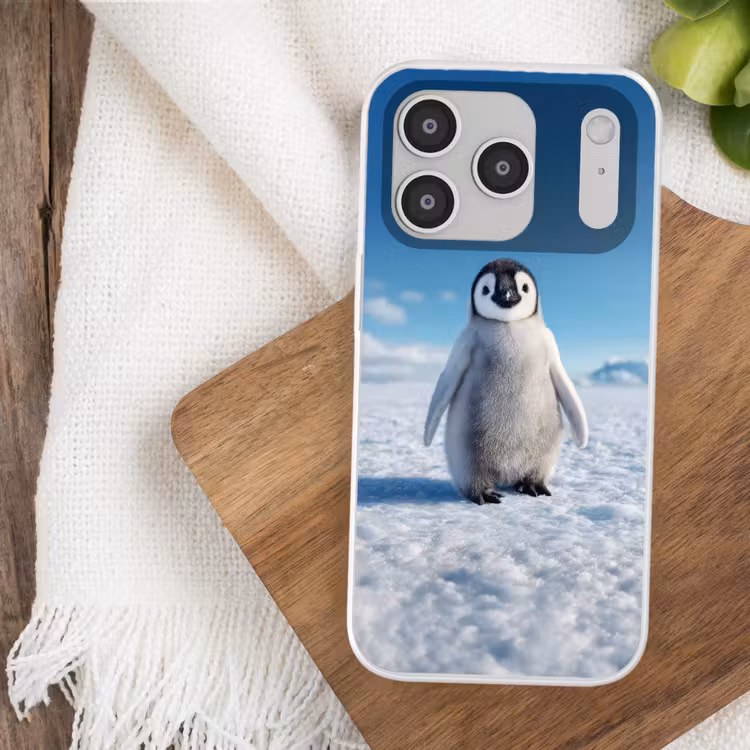 Pinguïn - Sneeuw - Landschap - Wit Telefoonhoesje iPhone 17 Pro klein -sfeer1