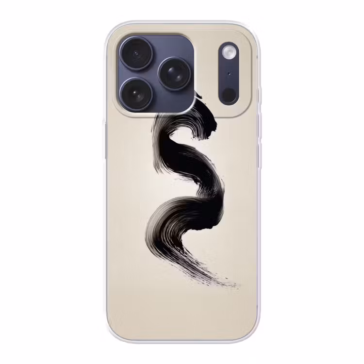 Penseelstreek - Zwart - Minimalistisch Telefoonhoesje iPhone 17 Pro klein -3d