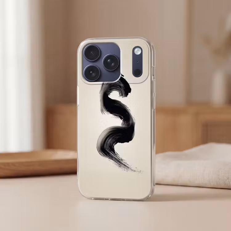 Penseelstreek - Zwart - Minimalistisch Telefoonhoesje iPhone 17 Pro klein -sfeer2