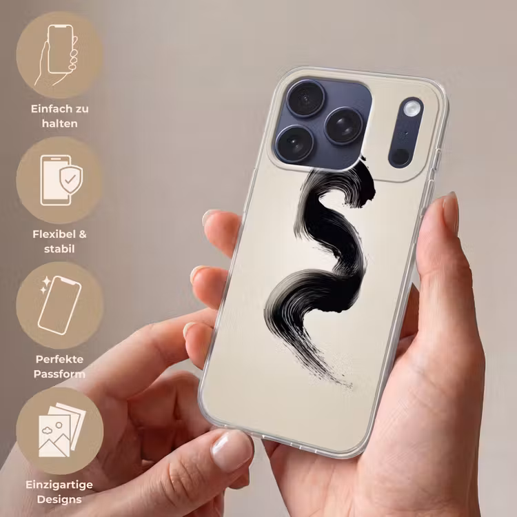Penseelstreek - Zwart - Minimalistisch Telefoonhoesje iPhone 17 Pro klein -sfeer3_DE